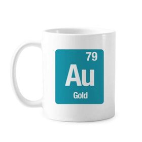 Dıythinker 350 ml Au Altın Kimyasal Element Bilim Klasik Beyaz Çömlekçilik Seramik Saplı Kupa