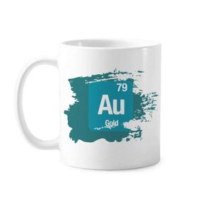 Dıythinker 350 ml Au Gold Chemical Element Science Boya Fırçası Kupa Beyaz Seramik Kupa