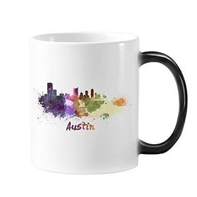 Dıythinker 350 ml Austin America Country City Suluboya İllüstrasyon Değişen Renk Kupa