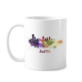 Dıythinker 350 ml Austin America Country City Suluboya İllüstrasyon Klasik Kupa
