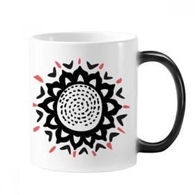 Dıythinker 350 ml Ayçiçeği Silüeti Meksika Totemleri Değiştiren Isı Duyarlı Değişen Renk Kupa