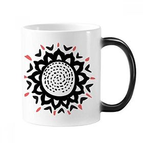 Dıythinker 350 ml Ayçiçeği Silüeti Meksika Totemleri Değiştiren Isı Duyarlı Değişen Renk Kupa