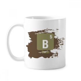 Dıythinker 350 ml B Bor Kimya Elemanı Bilim Boya Fırçası Kupa Beyaz Seramik Kupa