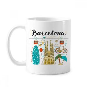 Dıythinker 350 ml Barselona İspanyol Sagrada Familia Klasik Kupa Beyaz Çömlekçilik Seramik Kupa