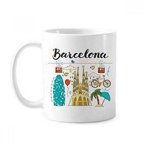 Dıythinker 350 ml Barselona İspanyol Sagrada Familia Klasik Kupa Beyaz Çömlekçilik Seramik Kupa