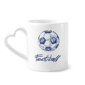 Dıythinker 350 ml Basit Çizgi Film Futbol Mavi Desenli Kupaları Seramik Kupa
