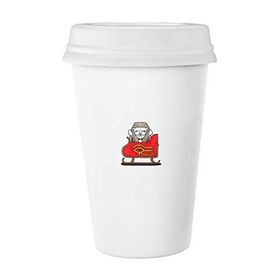 Dıythinker 350 ml Bastet Mısır Noel Kızağı Klasik Kupa Beyaz Çömlekçilik Seramik Kupa