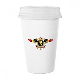 Dıythinker 350 ml Belçika Bayrağı Ulusal Amblem Klasik Kupa Beyaz Çömlekçilik Seramik Kupa