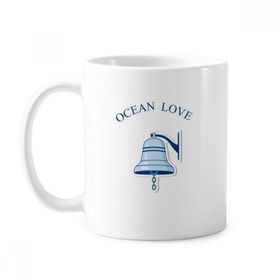 Dıythinker 350 ml Bell Ocean Love Sea Sailing Pattern Klasik Beyaz Çömlekçilik Seramik Saplı Kupa