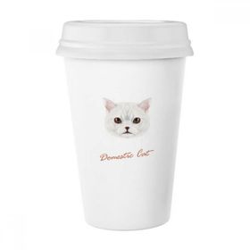 Dıythinker 350 ml Beyaz Ev Kedi Evcil Hayvan Klasik Kupa Beyaz Çömlekçilik Seramik Kupa