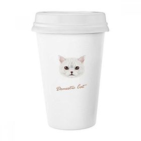 Dıythinker 350 ml Beyaz Ev Kedi Evcil Hayvan Klasik Kupa Beyaz Çömlekçilik Seramik Kupa
