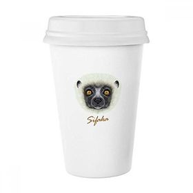 Dıythinker 350 ml Beyaz Kabarık Sifaka Maymun Hayvan Klasik Kupa
