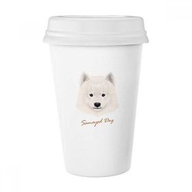 Dıythinker 350 ml Beyaz Samoyed Köpek Evcil Hayvan Klasik Kupa Beyaz Çömlekçilik Seramik Kupa