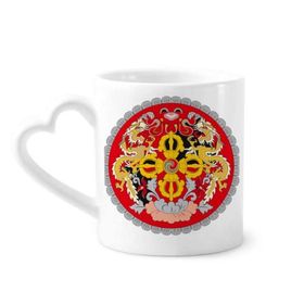 Dıythinker 350 ml Bhutan Ulusal Amblem Ülke Kupaları Seramik Kupa