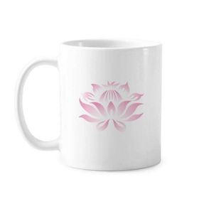 Dıythinker 350 ml Bitki Çiçeği Lotus Çiçeği Pembe Desenli Klasik Kupa Beyaz Çömlekçilik Seramik Kupa