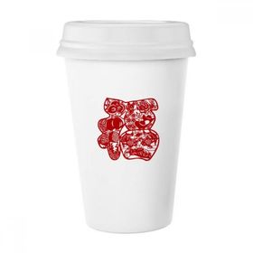 Dıythinker 350 ml Blessing Kağıt Kesim Çiçek Kuş Balık Klasik Kupa Beyaz Çömlekçilik Seramik Kupa