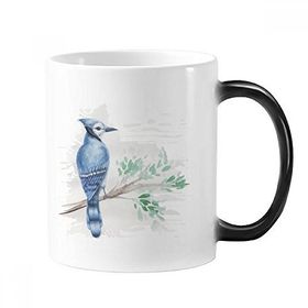 Dıythinker 350 ml Branch Yaprak Mavi Papağan Renk Kupa