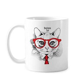 Dıythinker 350 ml Bussiness Kedi Kafası Koruyucu Hayvan Hayvan Sevgili Klasik Kupa