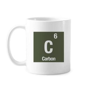 Dıythinker 350 ml C Karbon Kimyasal Element Bilim Klasik Beyaz Çömlekçilik Seramik Saplı Kupa