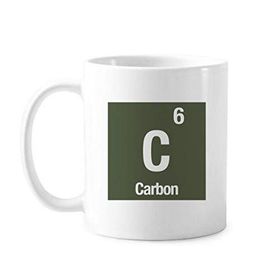 Dıythinker 350 ml C Karbon Kimyasal Element Bilim Klasik Beyaz Çömlekçilik Seramik Saplı Kupa