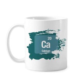 Dıythinker 350 ml Ca Kalsiyum Kimyasal Element Bilim Boya Fırçası Kupa Beyaz Seramik Kupa