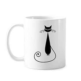 Dıythinker 350 ml Cadılar Bayramı Siyah Kedi Sevgili Hayvan Sanat Silüeti Klasik Kupa