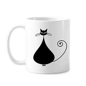 Dıythinker 350 ml Cadılar Bayramı Siyah Kedi Sevgili Hayvan Sanat Silüeti Klasik Kupa