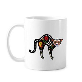 Dıythinker 350 ml Cadılar Bayramı Terör Atmosfer Siyah Kedi Kemik Kalp Klasik Kupa