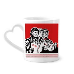 Dıythinker 350 ml Çalışan Asker Yıldız Kitap Kırmızı Kupaları Seramik Kupa
