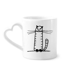 Dıythinker 350 ml Cat Stripe Sit Black Line Kupaları Seramik Kupa