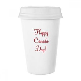 Dıythinker 350 ml Celelbrate Happy Canada Day Akçaağaç Yaprağı Basit Çizgi Çizim Klasik Beyaz Çömlek Seramik Kupa