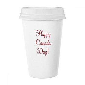 Dıythinker 350 ml Celelbrate Happy Canada Day Akçaağaç Yaprağı Basit Çizgi Çizim Klasik Beyaz Çömlek Seramik Kupa