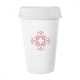 Dıythinker 350 ml Çiçek Bitki Hattı Çiçek Desenli Klasik Beyaz Çömlekçilik Seramik Kapaklı Kupa