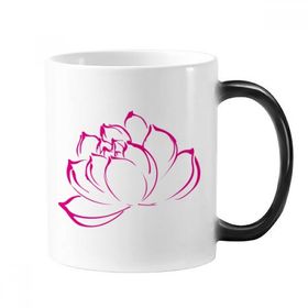 Dıythinker 350 ml Çiçek Bitki Lotus Çiçek Deseni Değişen Renk Değiştiren Isıya Duyarlı Saplı Kupa