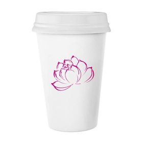 Dıythinker 350 ml Çiçek Bitki Lotus Çiçek Desenli Klasik Beyaz Çömlekçilik Seramik Kapaklı Kupa