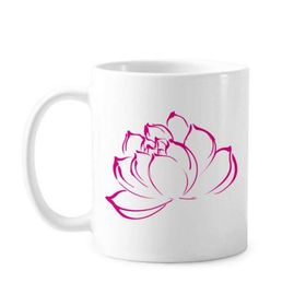 Dıythinker 350 ml Çiçek Bitki Lotus Çiçek Desenli Klasik Beyaz Çömlekçilik Seramik Saplı Kupa