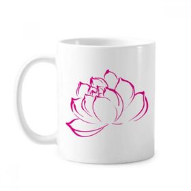 Dıythinker 350 ml Çiçek Bitki Lotus Çiçek Desenli Klasik Beyaz Çömlekçilik Seramik Saplı Kupa