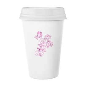 Dıythinker 350 ml Çiçek Bitki Lotus Yaprağı Lotus Çiçeği Klasik Beyaz Çömlekçilik Seramik Kapaklı Kupa