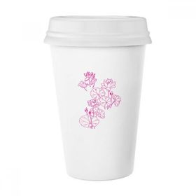 Dıythinker 350 ml Çiçek Bitki Lotus Yaprağı Lotus Çiçeği Klasik Beyaz Çömlekçilik Seramik Kapaklı Kupa