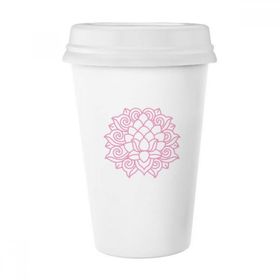 Dıythinker 350 ml Çiçek Bitki Lotus Yaprağı Lotus Çiçeği Klasik Beyaz Çömlekçilik Seramik Kapaklı Kupa