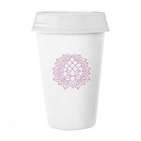 Dıythinker 350 ml Çiçek Bitki Lotus Yaprağı Lotus Çiçeği Klasik Beyaz Çömlekçilik Seramik Kapaklı Kupa