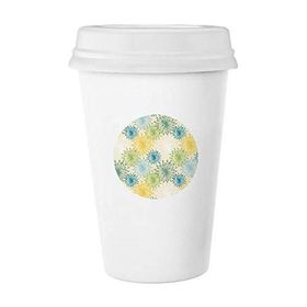 Dıythinker 350 ml Çiçek Bitki Rengi Karahindiba Klasik Beyaz Çömlekçilik Seramik Kapaklı Kupa