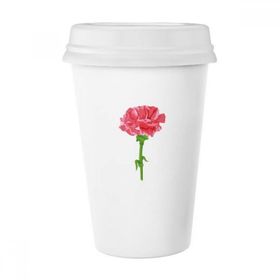 Dıythinker 350 ml Çiçek Karanfil Bitki Yaprakları Klasik Beyaz Çömlekçilik Seramik Kapaklı Kupa