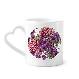 Dıythinker 350 ml Çiçek Yaprağı Mavi Beyaz Seramik Kalp Saplı Kupa