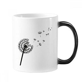 Dıythinker 350 ml Çiçekler Bitkiler Karahindiba Silüeti Değişen Renk Değiştiren Isıya Duyarlı Saplı Kupa