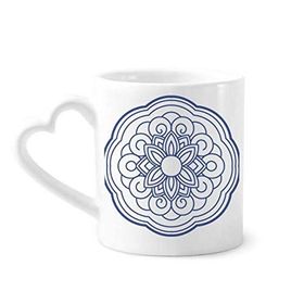 Dıythinker 350 ml Çin Çin Mavi Çiçek Desenli Seramik Kalp Saplı Kupa