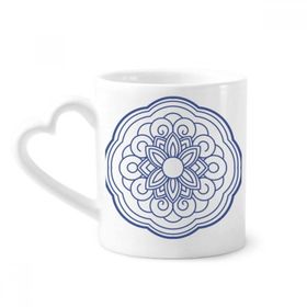 Dıythinker 350 ml Çin Çin Mavi Çiçek Desenli Seramik Kalp Saplı Kupa
