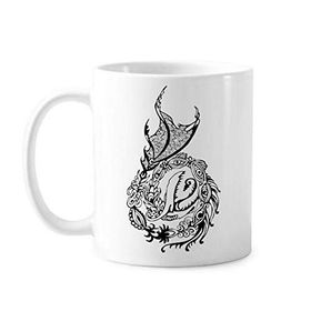 Dıythinker 350 ml Çin Çizgisi Resim Çin Ejderha Kültürü Geleneksel Sanat Loong Klasik Beyaz Çömlekçilik Seramik Saplı Kupa