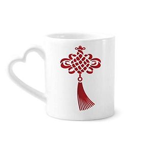 Dıythinker 350 ml Çin Düğümü Kırmızı Güvenlik Desenli Kupaları Seramik Kupa