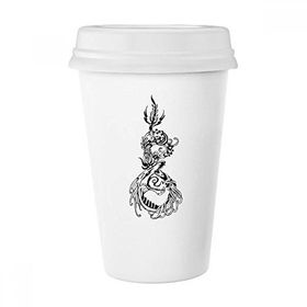 Dıythinker 350 ml Çin Ejderha Kuş Hayvan Soyut Klasik Kupa Beyaz Çömlekçilik Seramik Kupa